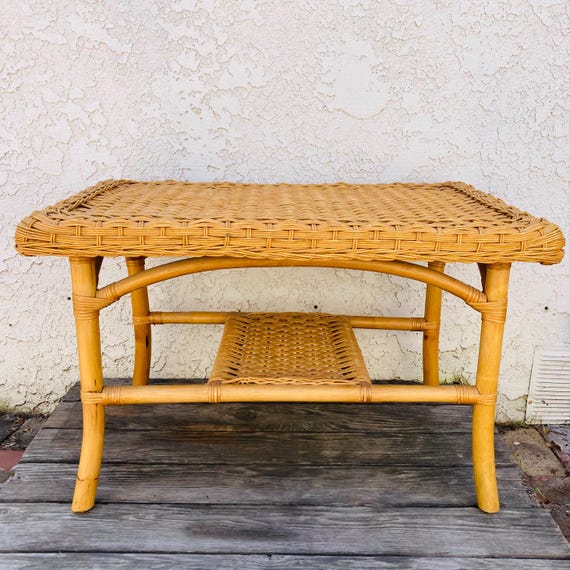 センターテーブル・ローテーブル Old Rattan Coffee Table Amazon.com: RUSTOWN Rattan Coffee Tables,2-Tier Round Boho