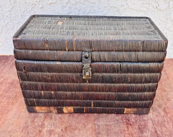 Antique Rattan Box with Lid for Storage #JW0481