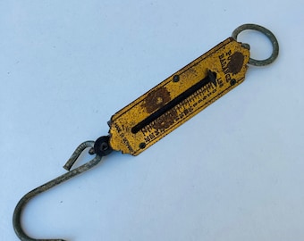 アンティーク吊り下げスケール 鉄と真鍮製 160 kg および 60 kg 用