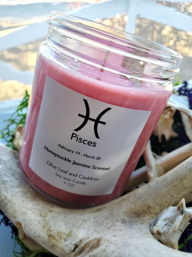 Pisces Candle Zodiac Candles Witchcraft Supply Homemade Etsy Ireland