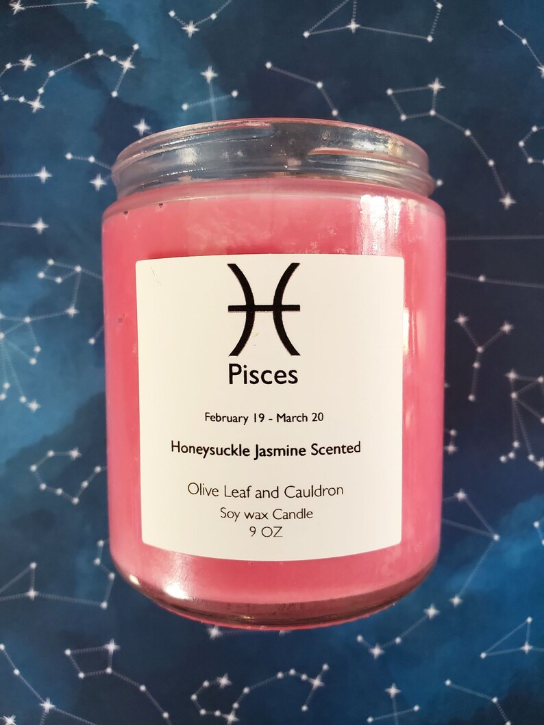 Pisces Candle Zodiac Candles Witchcraft Supply Homemade Etsy Ireland