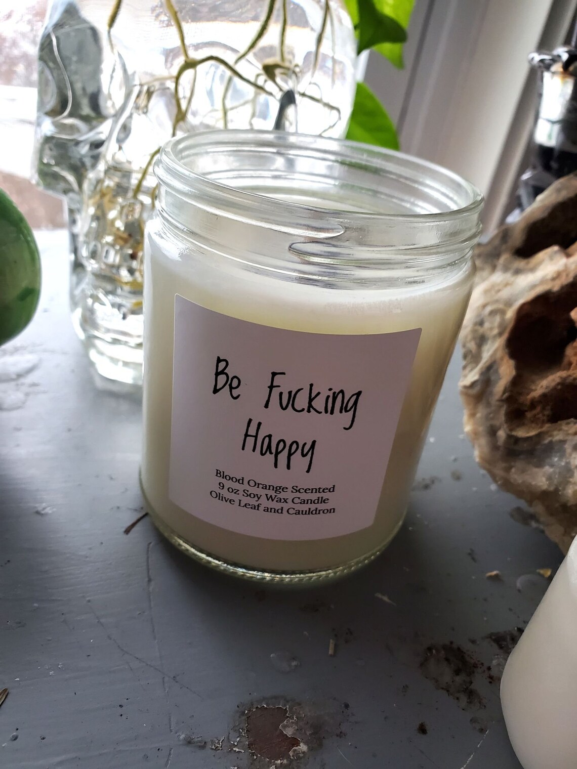 Be Fucking Happy Candle Funny Candle Label Spiritual Etsy