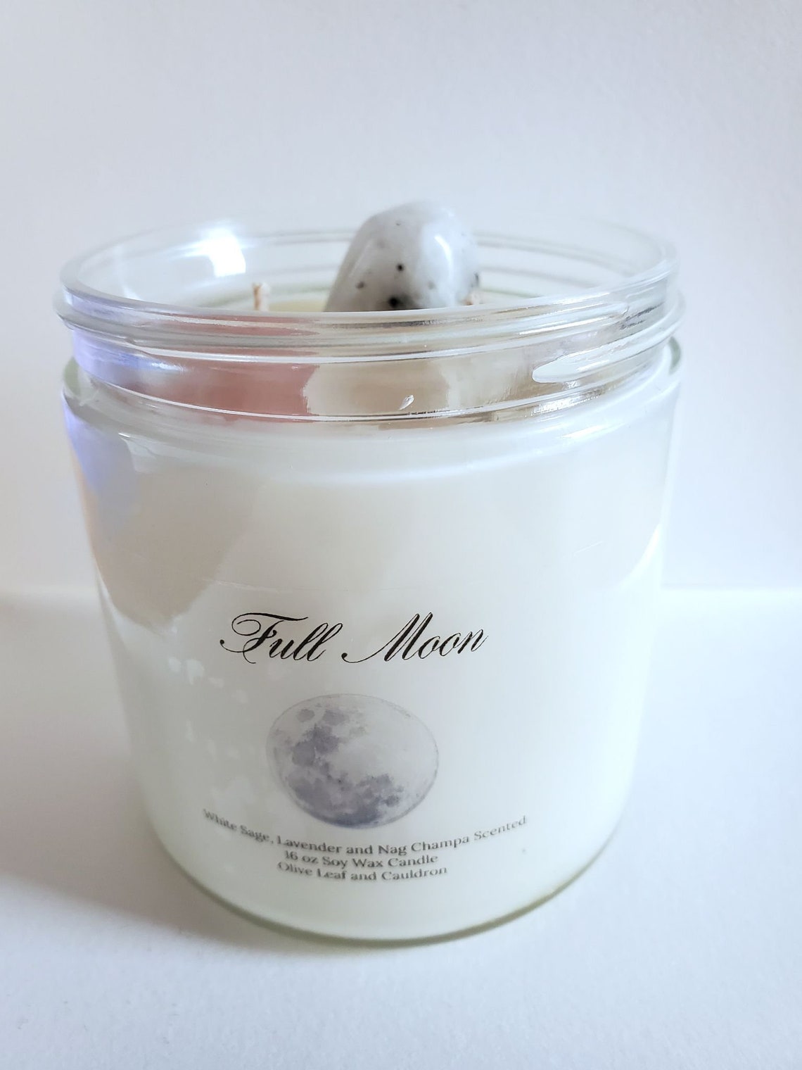 Full Moon Candle 16 Oz Crystal Candle Witchcraft Supply Etsy