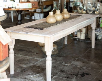 Classic Hickory Turned Leg Dining Table V || Mortise & Tenon Joints || Primitive Pegged Construction || Heirloom Quality