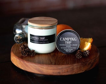 Camping Trip Candle | Soy Candle | Roasted Pinecones and Wind   Orange Candle | Fall Candle | Farmhouse Candle