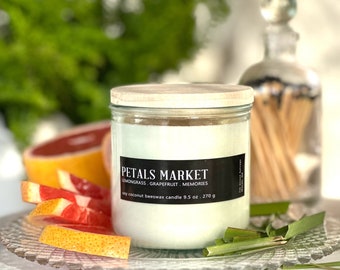 Lemongrass Grapefruit Petals Market Candle II Farmhouse Candle II Soy Candle I Recycled Glass Jar
