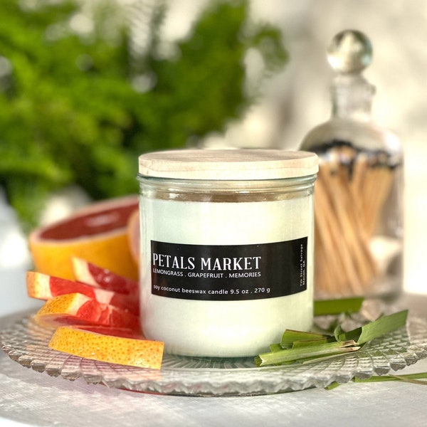 Lemongrass Grapefruit Petals Market Candle II Farmhouse Candle II Soy Candle I Recycled Glass Jar