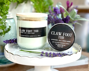 Claw Foot Tub | Soy Candle | Lavender Candle | Sea Salt Candle | Farmhouse Candle