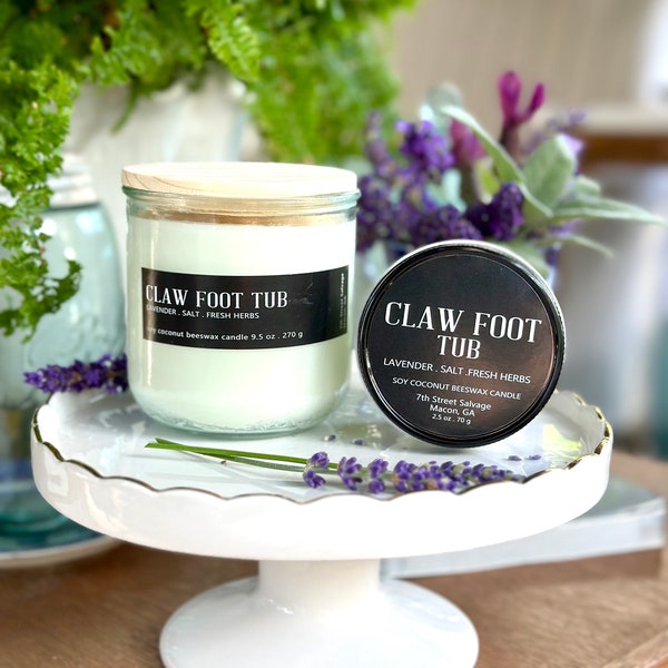 Claw Foot Tub | Soy Candle | Lavender Candle | Sea Salt Candle | Farmhouse Candle