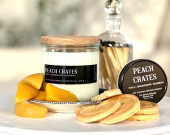 Peach Crates Candle II Peach Ginger Bourbon Candle II Farmhouse Candle II Soy Candle I Recycled Glass Jar