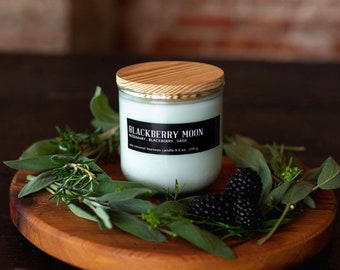 Blackberry Moon | Rosemary Sage Herb Candle | Farmhouse Candle I Soy Candle
