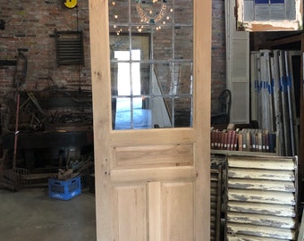 8' Custom Built Door | Pantry Office Bathroom Closet Door | Antique Stained Glass Door | Rustic White Oak Door | 7th Street Salvage