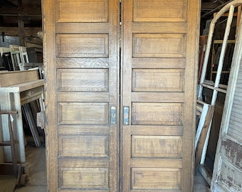 1800's Quarter Sawn Oak Pocket Doors | Original Hardware | Unpainted Wood Door | Pantry Laundry Office Living Room Doors | 30" x 90" Each