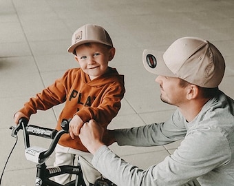 Family Caps FF >3er-Set  Cappuccino< Mützen Set Snapback Papa Geschenk Kinder Herren Mama Vatertag, Muttertag