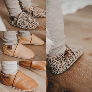 Leather baby crawling shoes – soft, non-slip first walking shoes | Available in beige, chestnut, brown, natural, black & gold | Baby shower gift