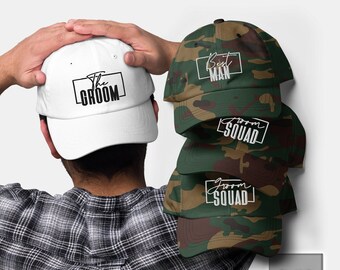 Personalized Camo Groomsmen Hats, Embroidered Bachelor Party Hats