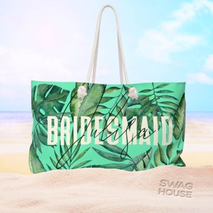 Personalisierte Tropische Palmen-Strandtasche, Strandtasche aus Segeltuch mit Seilgriffen