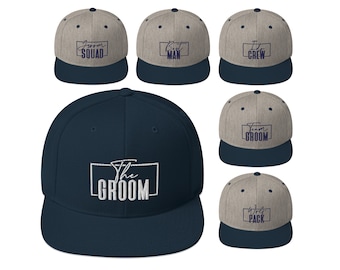 Embroidered Groomsman Hats, Bachelor Party Snapback Hats, Groom Squad Hats