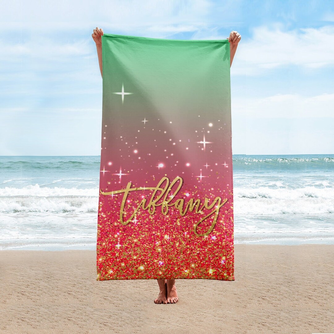 Personalized Beach Towel Name Beach Towel Customizable Beach Etsy