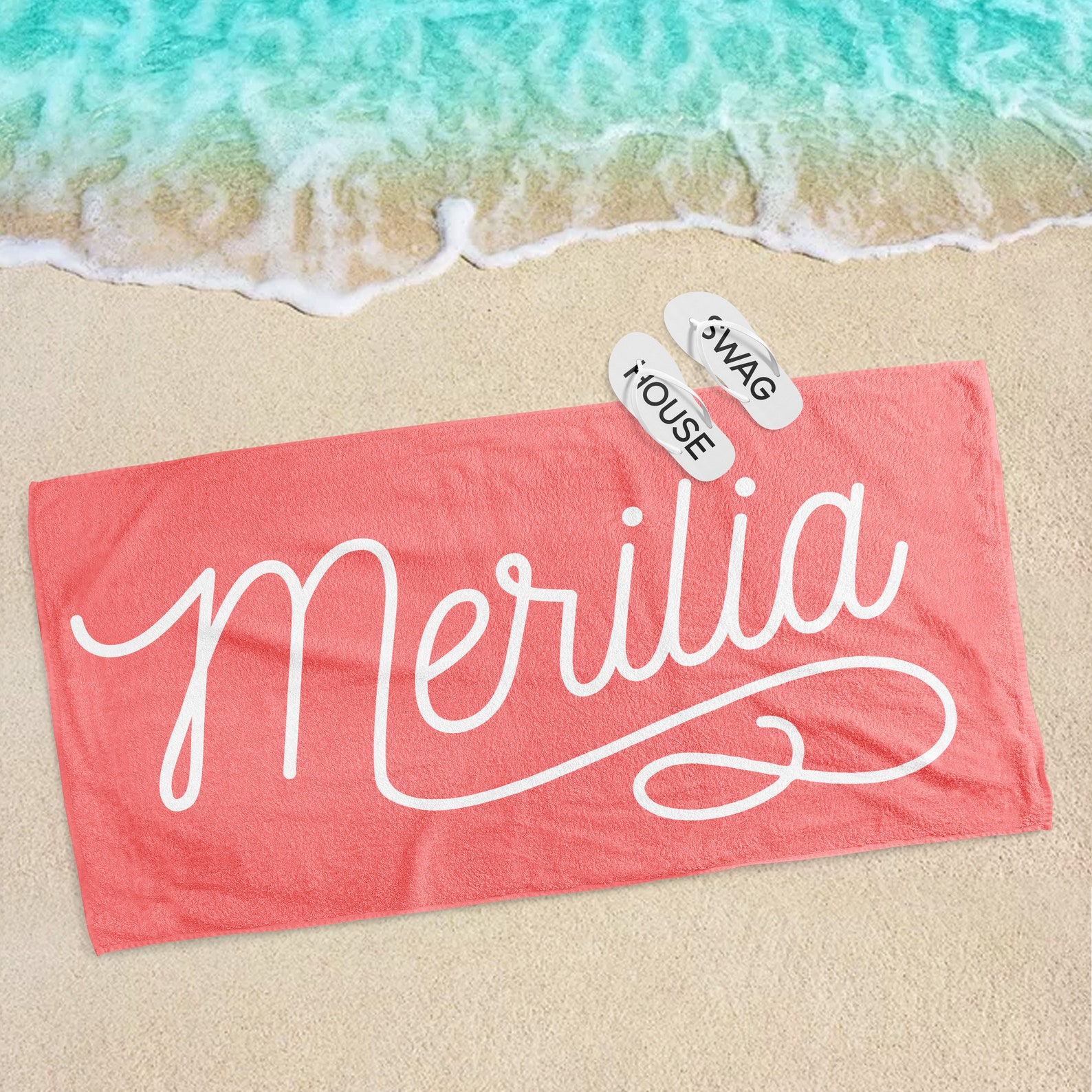 Personalized Beach Towel Name Towel Custom Name Towel Kids Etsy