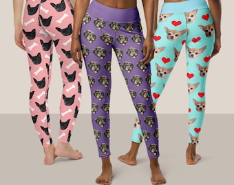 Personalized Pet Face Leggings, Custom Photo Gift, XS-6XL