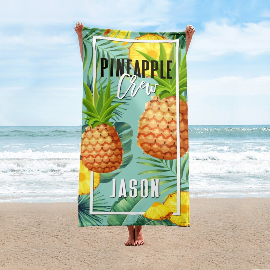 Personalized Pineapple Beach Towels Customizable Name Beach Etsy