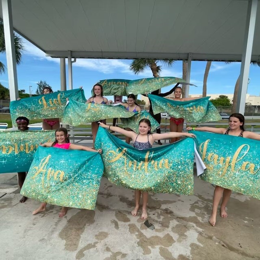 Personalized Beach Towel Gold Glitter Beach Towel Name Beach Etsy
