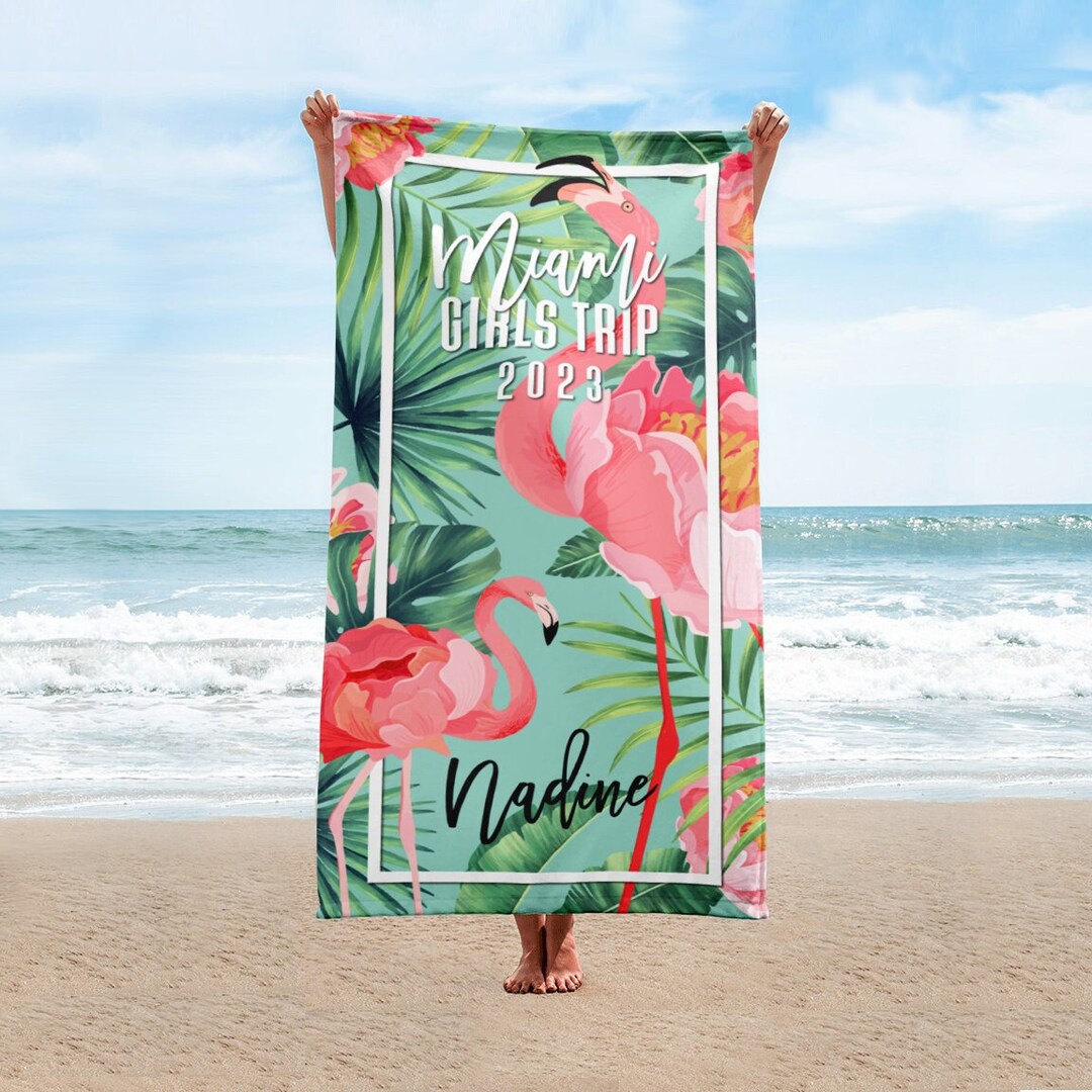 Round Beach Towel Flamingo Lagoon