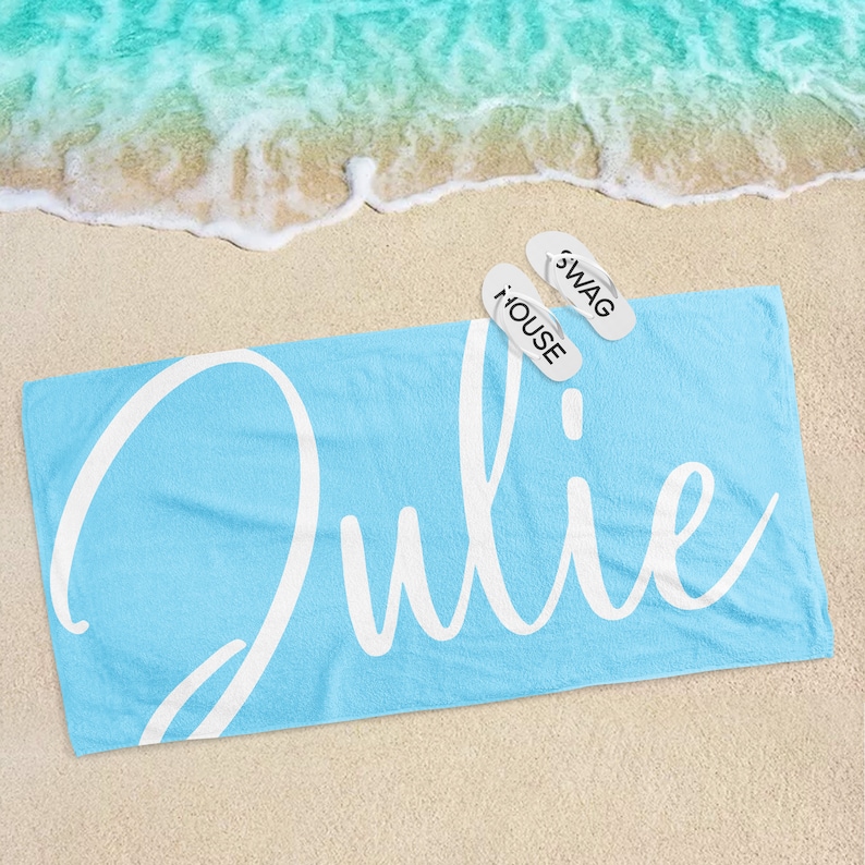 Personalized Beach Towel Name Towel Custom Name Towel Kids Etsy
