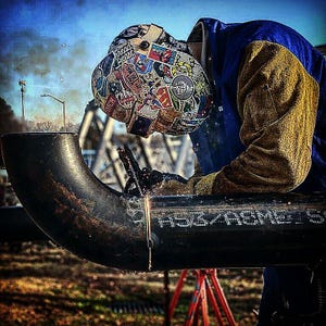 Custom Welding Hood - Sticker Blasted