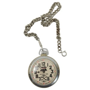 Satellite Train Railroad Mechanical Wind up Vintage Pocket Watch