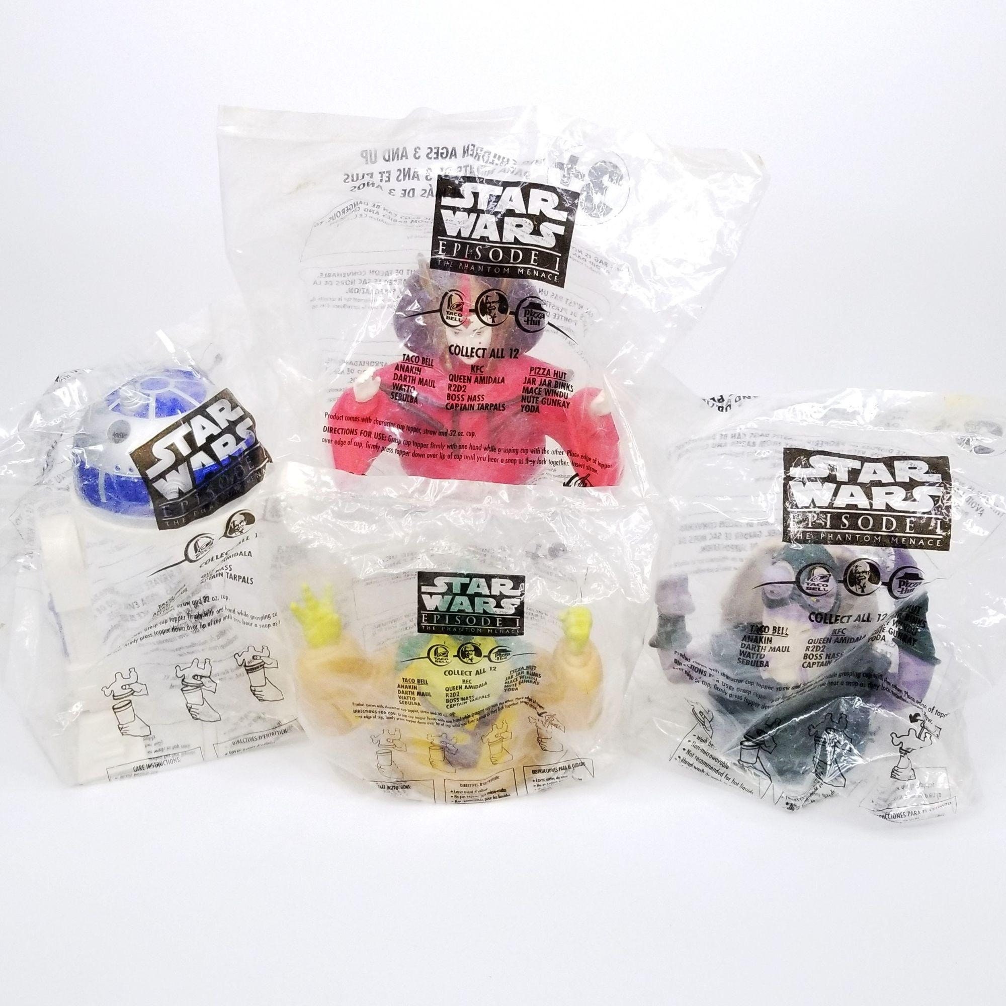 Star Wars Episode 1 Set of 5 Cups And Toppers Taco Bell KFC Pizza Hut Pepsi  1999