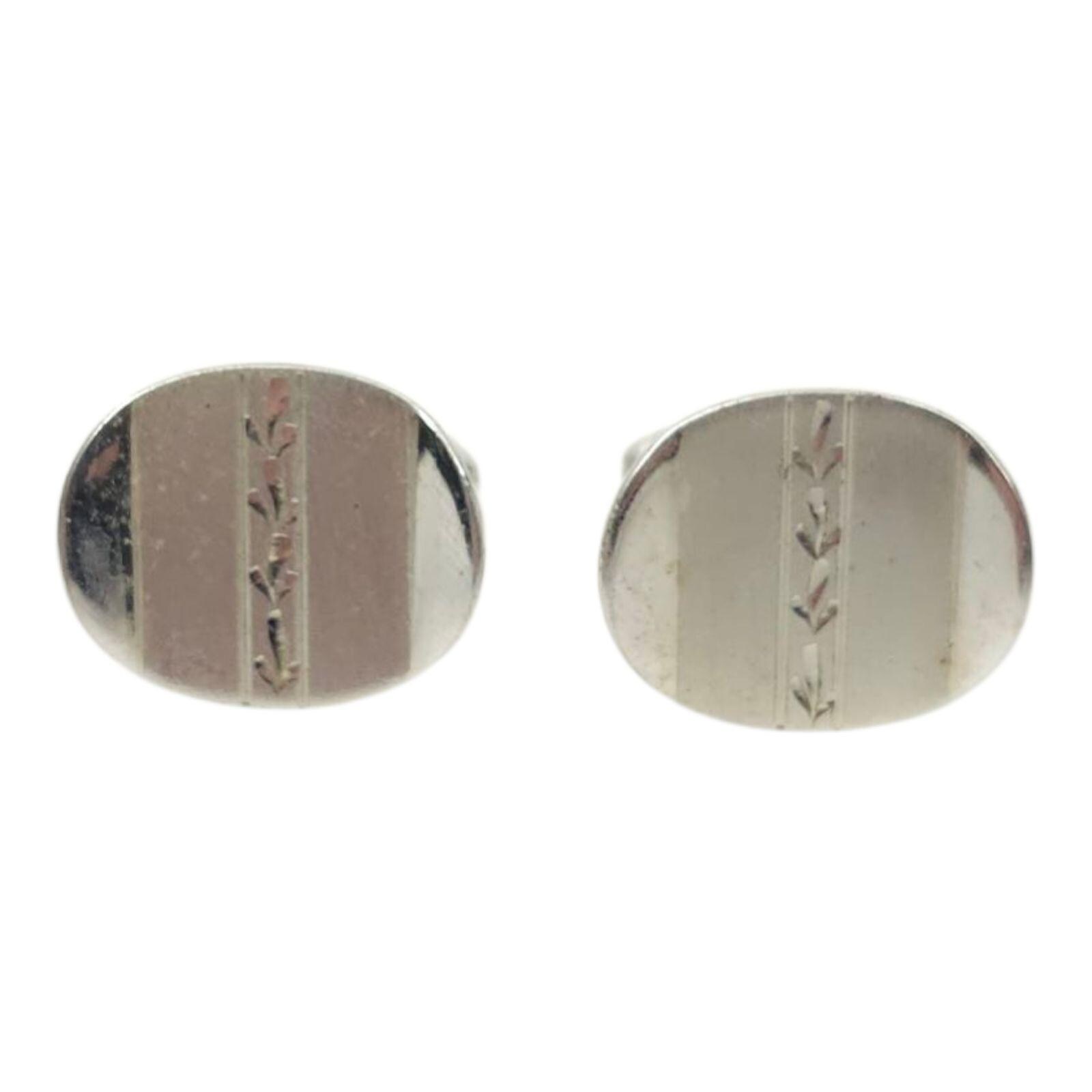 Boutons De Manchette Vintage En Métal Argenté Avec Strass - Marque SHIELDS 71017 - Occasion