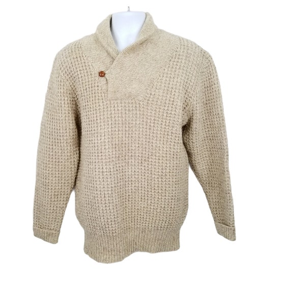 Woolrich Shawl Neck Fisherman Sweater Mens L Wool