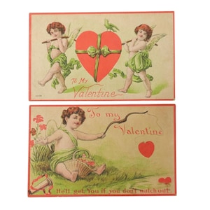 Cartes postales vintage des années 1900 à ma Saint-Valentin Cupids coeurs inséparables fleurs