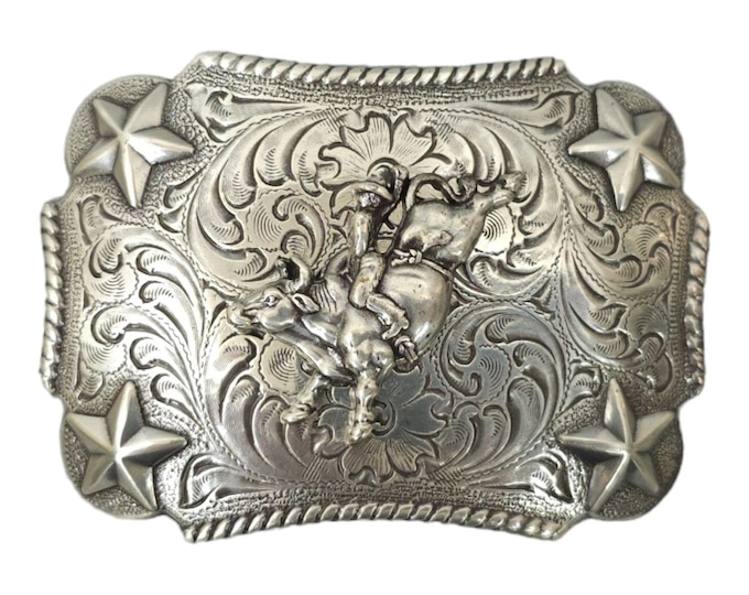 Nocona Bull Riding Rodeo Stars Western Belt Buckle Vintage Cowboy ...