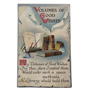 millésime Carte postale Volumes des années 1900 de bons voeux qu'aucune bibliothèque ne pourrait les contenir