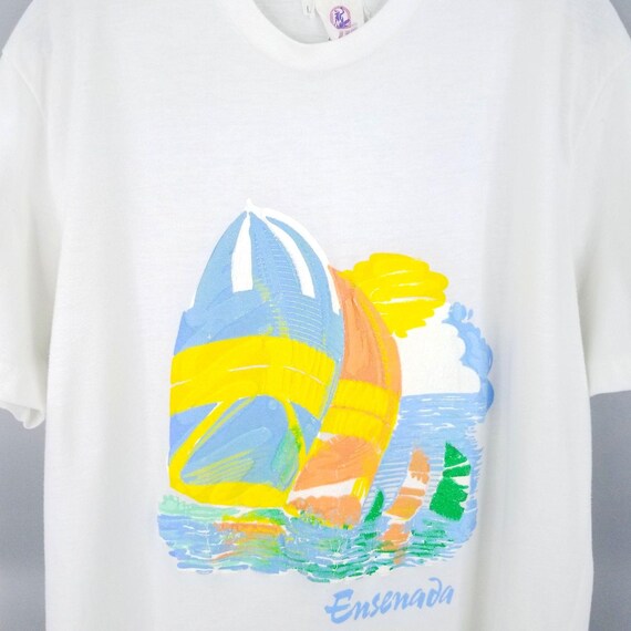 Ensenada Lolas TShirt L Puff Graphic Sailboat Ocea