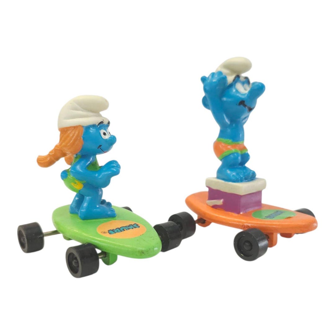 Hardees Peyo Surfing Smurfs Figures Skateboard PVC Vintage 1996