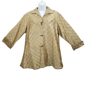 Chaqueta Yak Magik L Oro Metálico Vtg Diamante Pintuck Acolchado Arte para Vestir Shacket