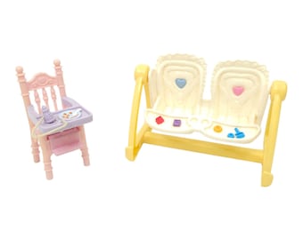 Fisher Price Loving Family Baby High Chair Twin Swing Vintage Nursery Furniture