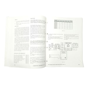 May include: Open textbook pages with text and diagrams related to electrical engineering. The pages feature tables, circuit diagrams, and text descriptions. The text includes the title "Laboratory Experiment No. 31" and "The Wound Rotor Induction Motor, Part 31."