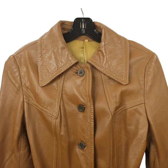Vintage 70s DDM Brown Leather Point Collar Belted… - image 9