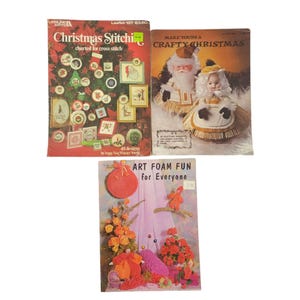Cross Stitch Christmas Craft Art Foam Patterns 3 Project Books Ornaments Santa