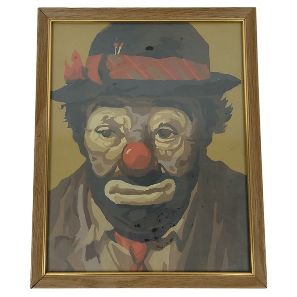 vintage Emmett Kelly Peinture Fatigué Willie Sad Clown Peinture Par Numéro Circus Hobo