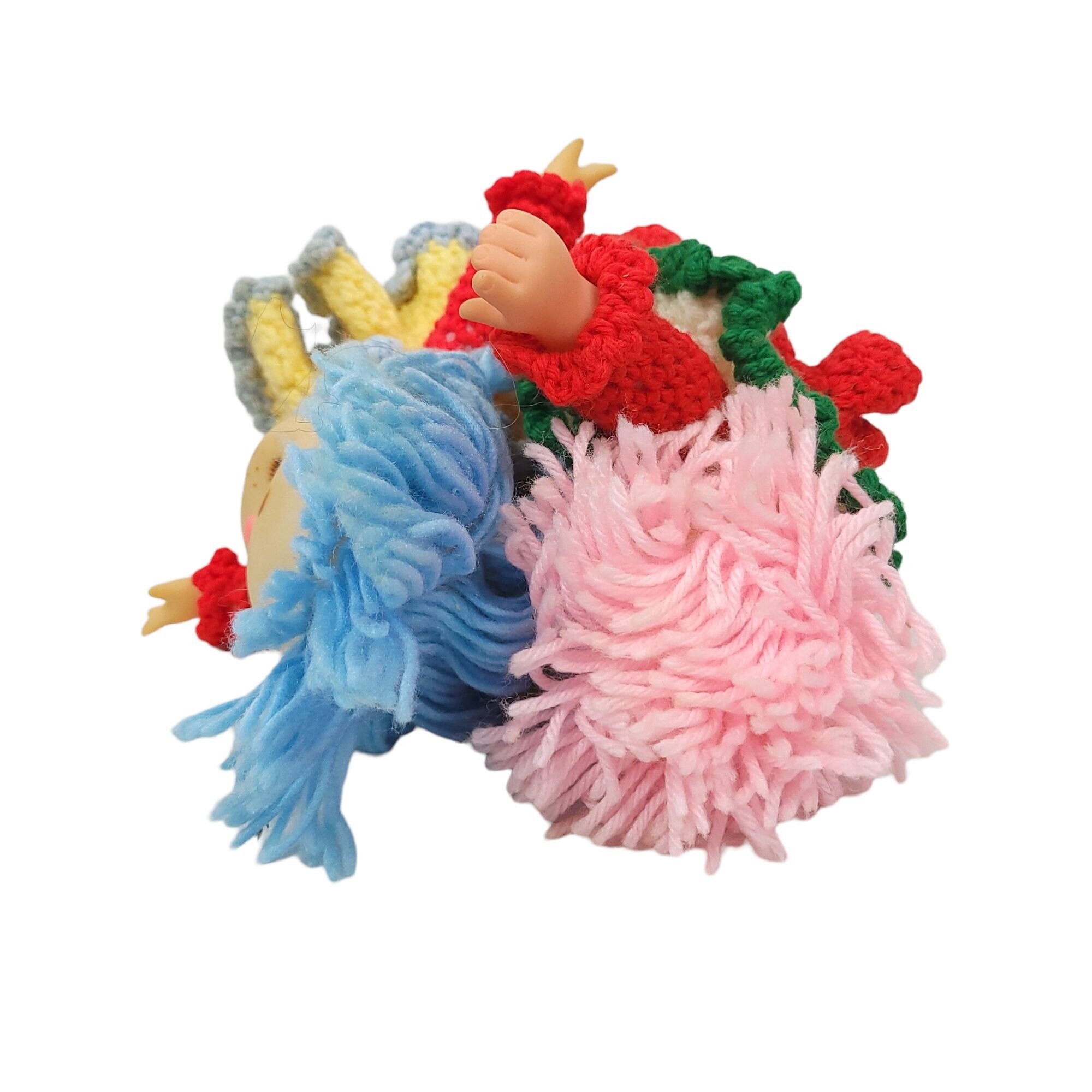 Vintage 1980s Crochet Yarn Hair Dolls Toys Handmade Soft Body Etsy