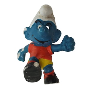 Vintage 1978 Peyo Schleich Soccer Player Smurf Figure PVC West Germany READ Missing Soccer Ball