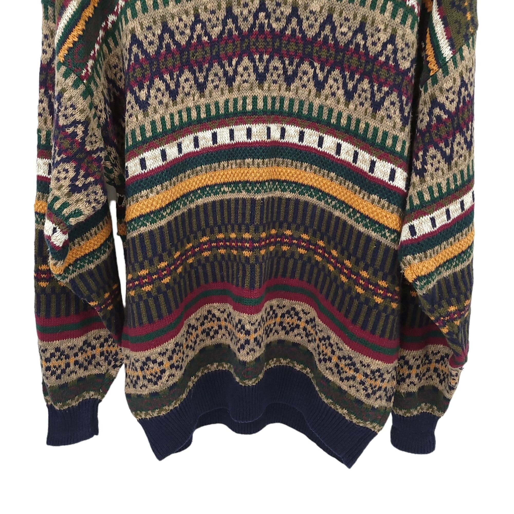 Vintage Cotton Traders Chunky Cotton Knit Sweater Mens Size L Oversized 2  Button iuu.org.tr