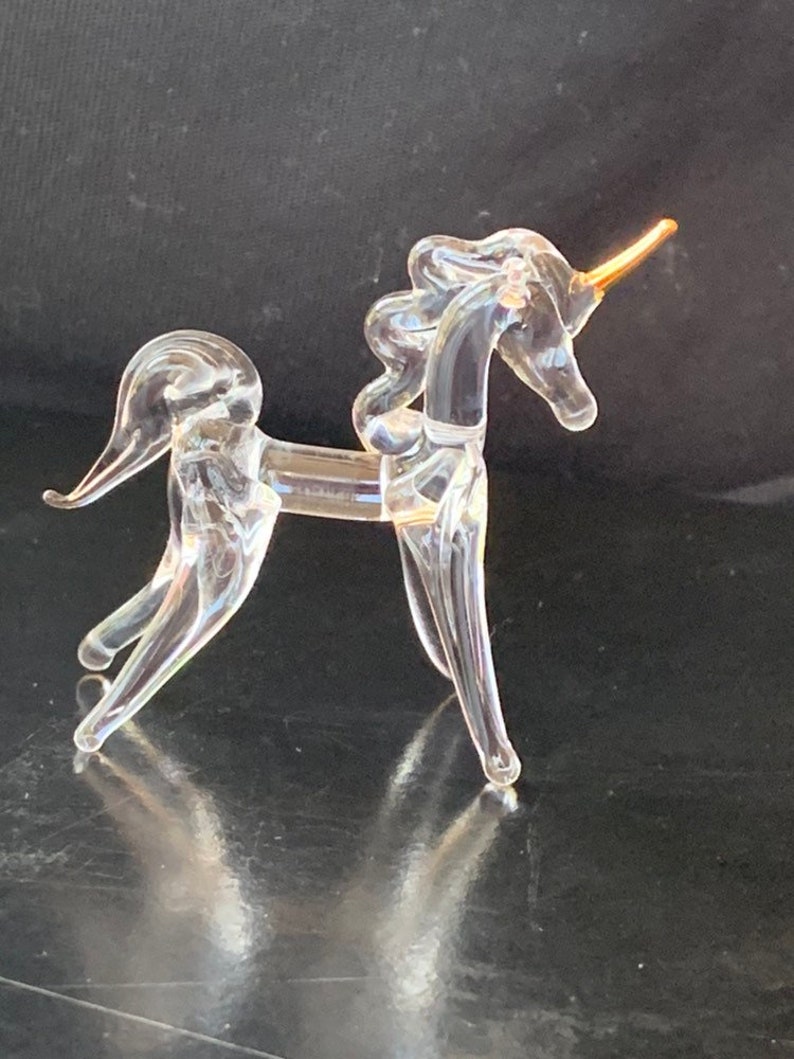 Miniature hand blown glass unicorn/ Buy three get one free Etsy