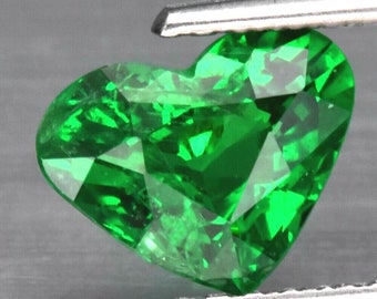 Tsavorite Garnet"natural untreated" VS eye clean top green color precision cut heart shape garnet from Tanzania 1.22ct.